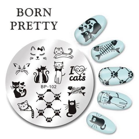 Adorable Cats & Plants Nail Art Stamp